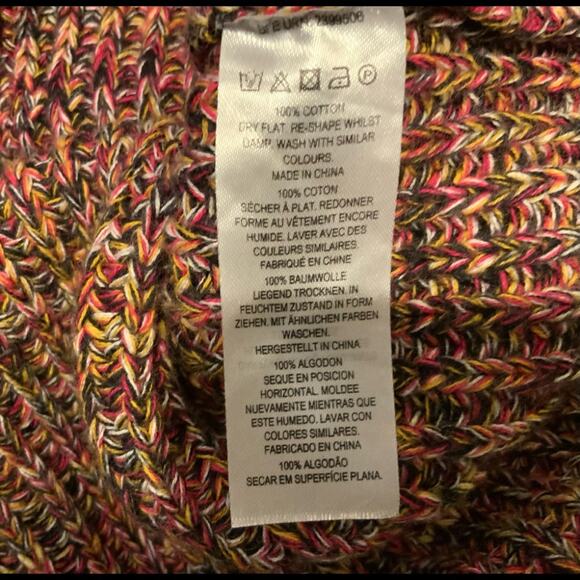 French Connection Millie Mozart Ribbed V-neck 100% Cotton Sweater Oversized Sz M - Picture 7 of 7